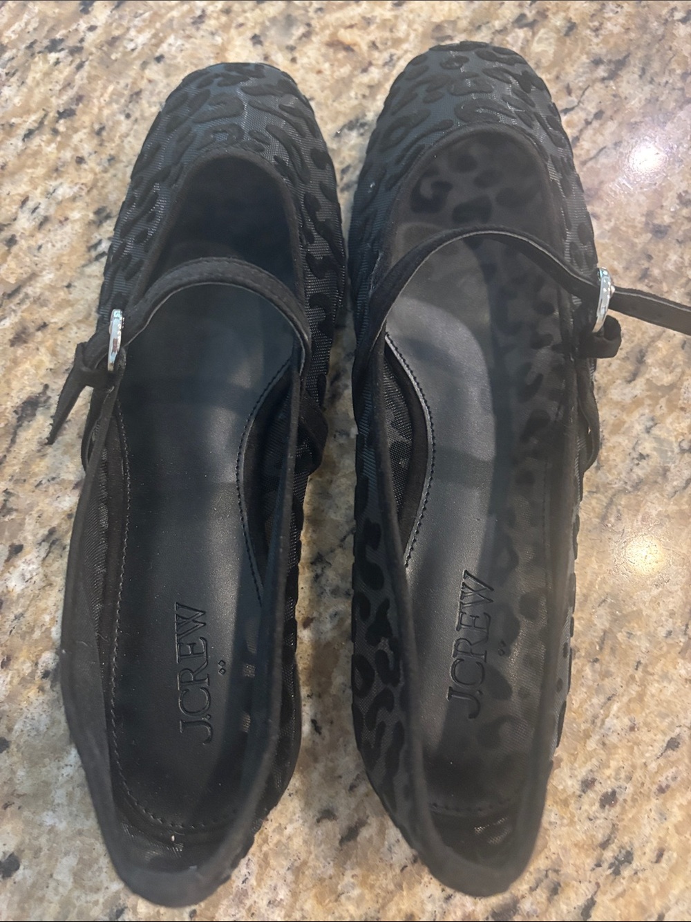 J.Crew Black Leopard-Print Mary Jane Flats Size 9 New without tags